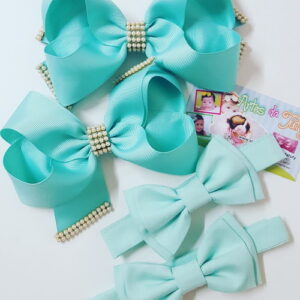 Kit Casamento Verde Tiffany: 2 Laços Daminha e 2 Gravatas Pajem