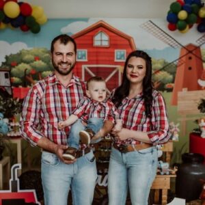 Kit Família Raízes: Camisas Xadrez Manga Longa Pai, Mãe e Filho