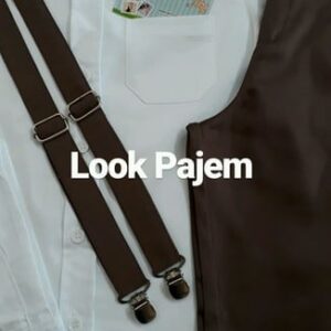 Roupa Pajem Bermuda Marrom e Camisa